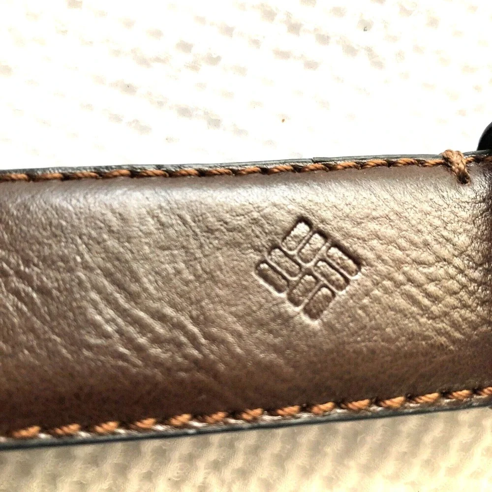 Columbia Belt Mens 38 Brown Leather Braided Center Design Dress Casual waist